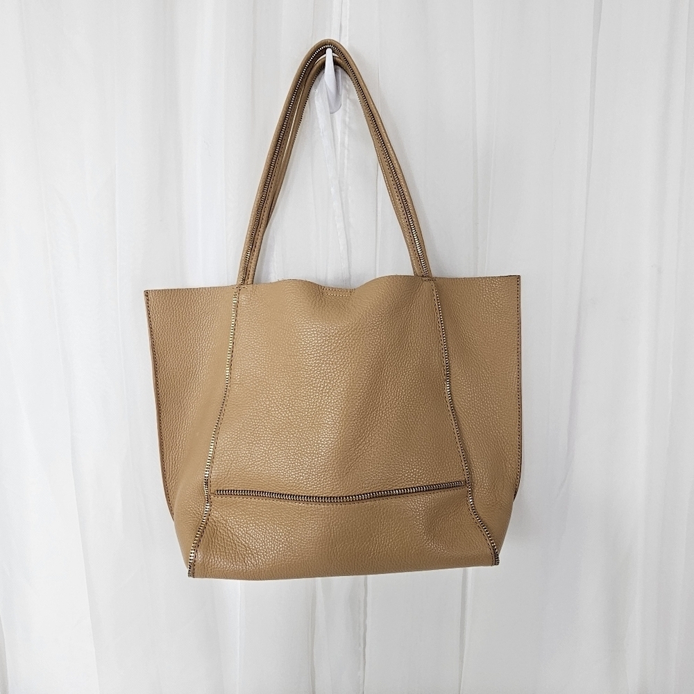 Botkier Soho Heavy Grain Pebbled Leather Tote Light Camel Brown Tan